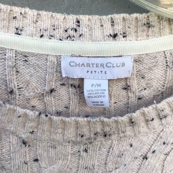Charter Club Cream Crew Neck Sweater with Cable Knit - Picture 4 of 11